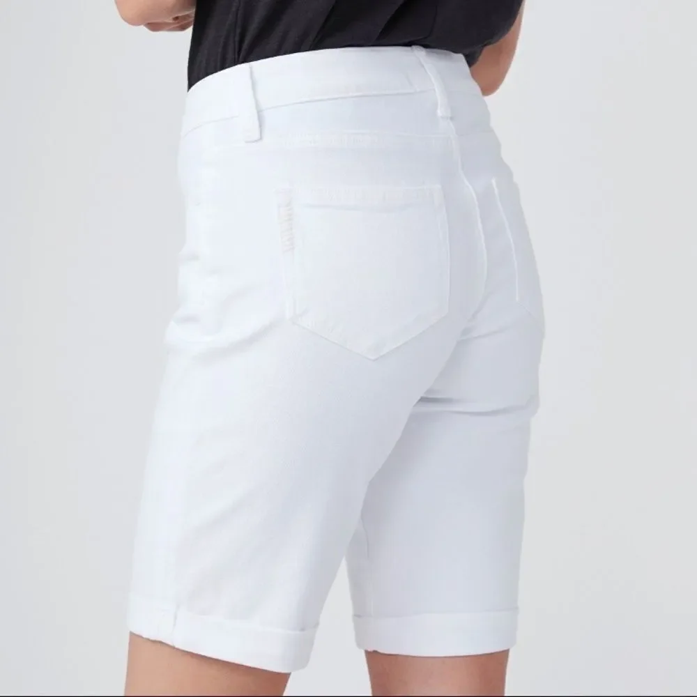 PAIGE DENIM Optic White Y2K Jax Knee Shorts Bermuda Denim Jean Shorts 24